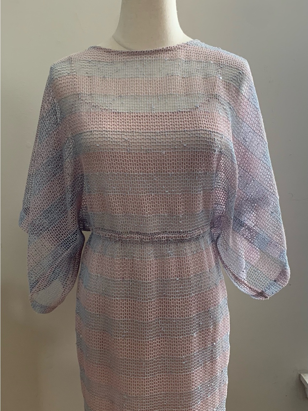 Plenty by Tracy Reese Pastel Pink and Light Blue Striped Mini Dress
